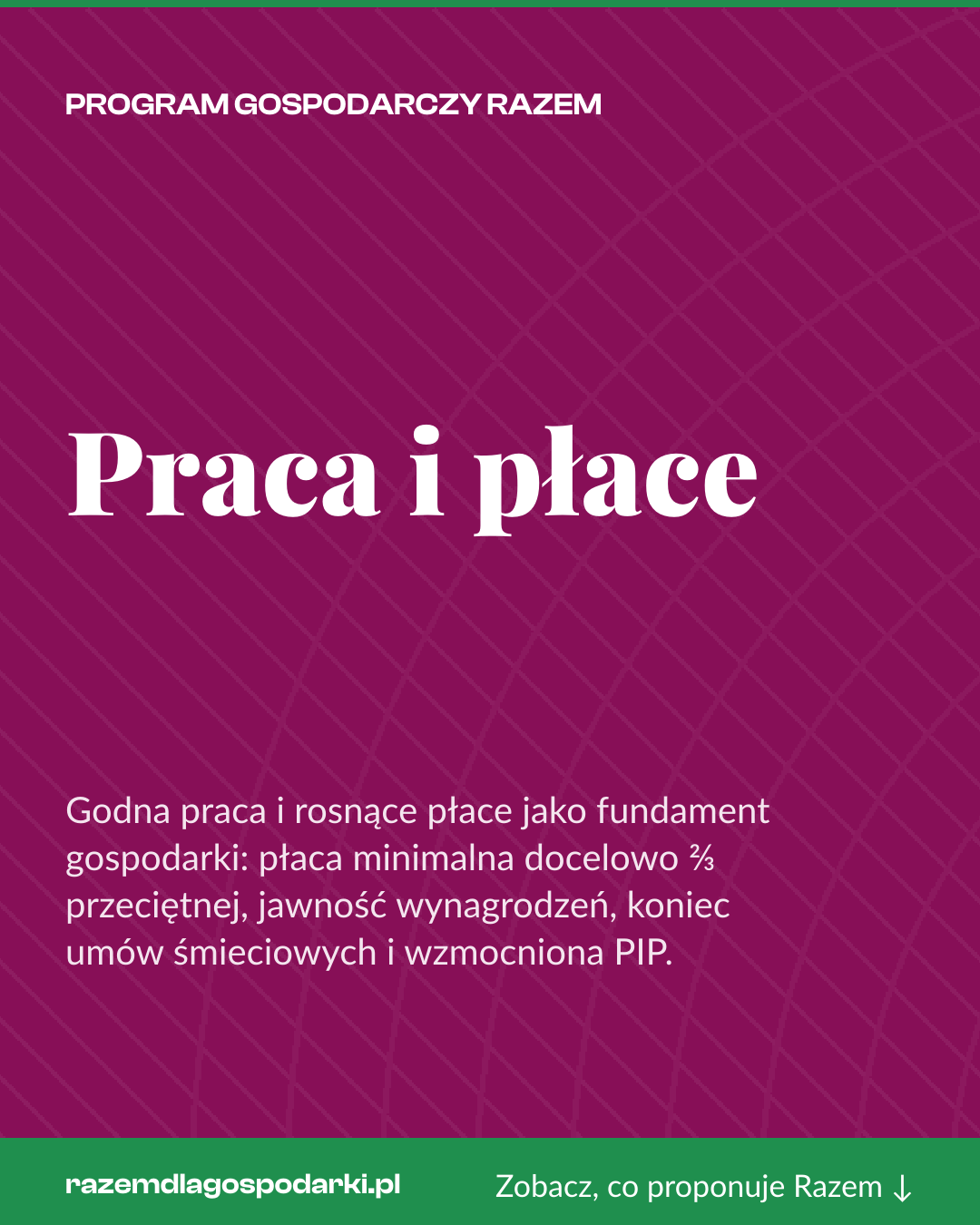 Grafika pionowa do udostępnienia: Praca i płace