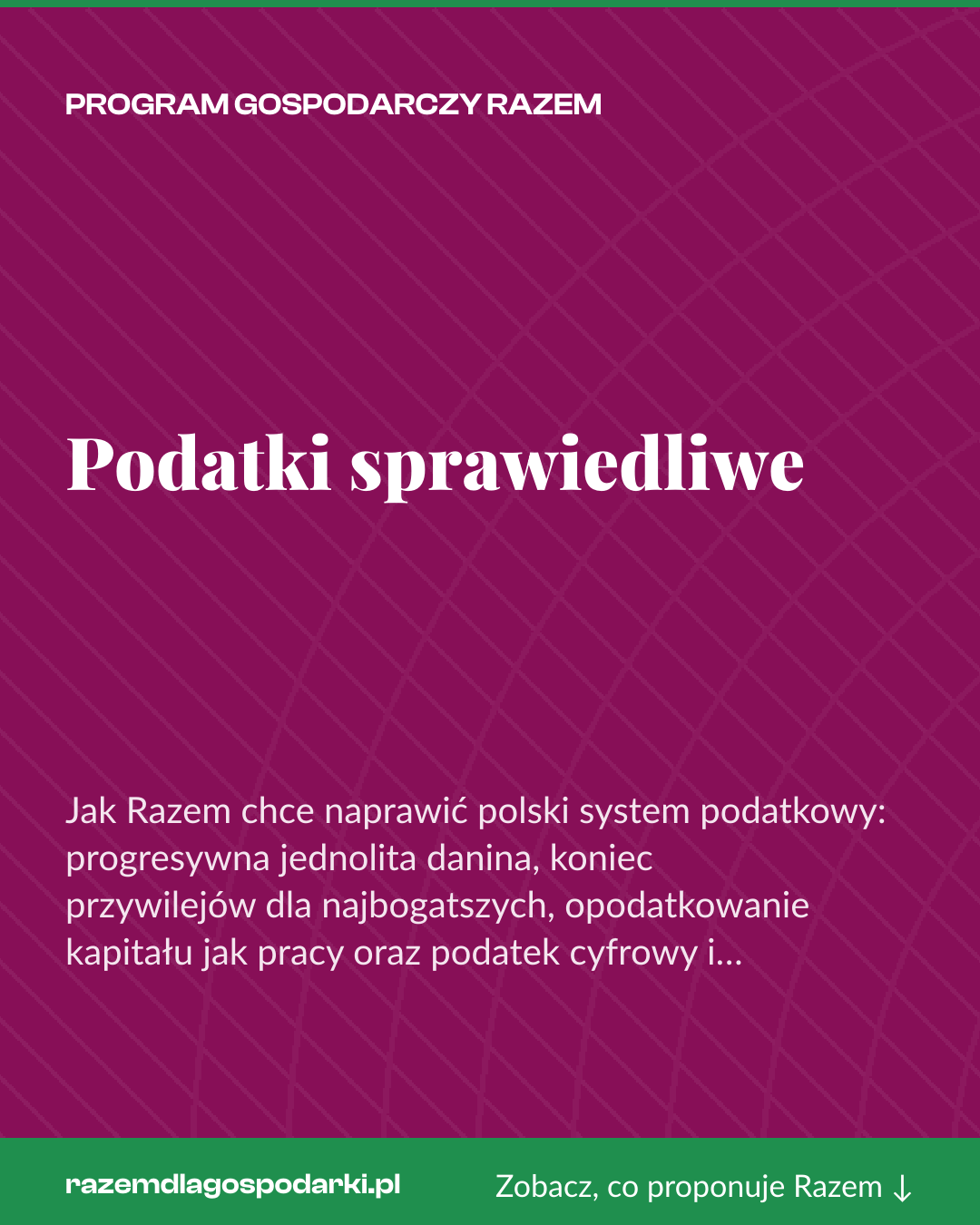 Grafika pionowa do udostępnienia: Podatki sprawiedliwe