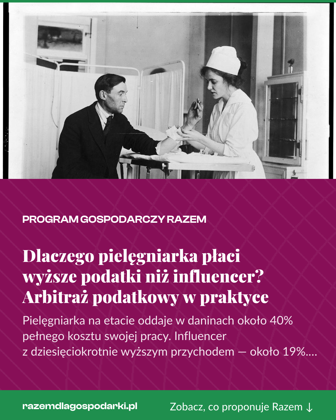 Grafika pionowa do udostępnienia: Dlaczego pielęgniarka płaci wyższe podatki niż influencer? Arbitraż podatkowy w praktyce