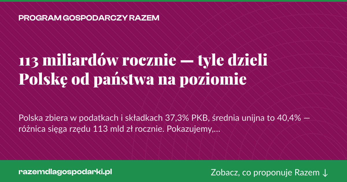 Karta social do udostępnienia: 113 miliardów rocznie — tyle dzieli Polskę od państwa na poziomie