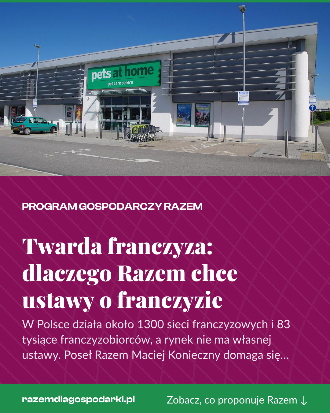 Grafika pionowa do udostępnienia: Twarda franczyza: dlaczego Razem chce ustawy o franczyzie