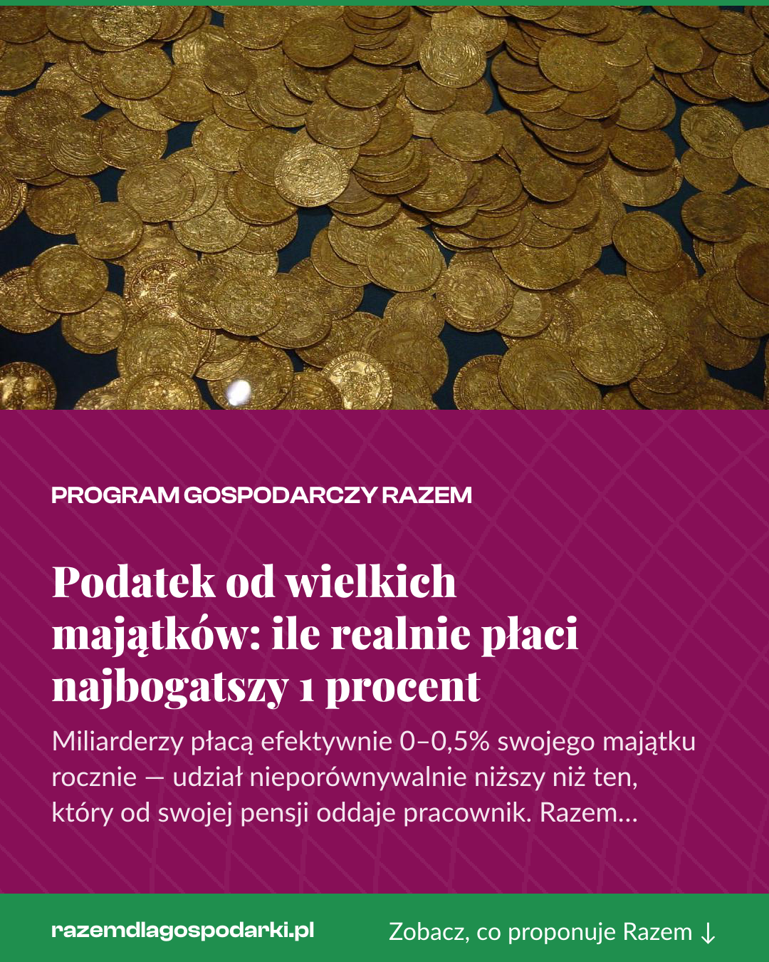 Grafika pionowa do udostępnienia: Podatek od wielkich majątków: ile realnie płaci najbogatszy 1 procent