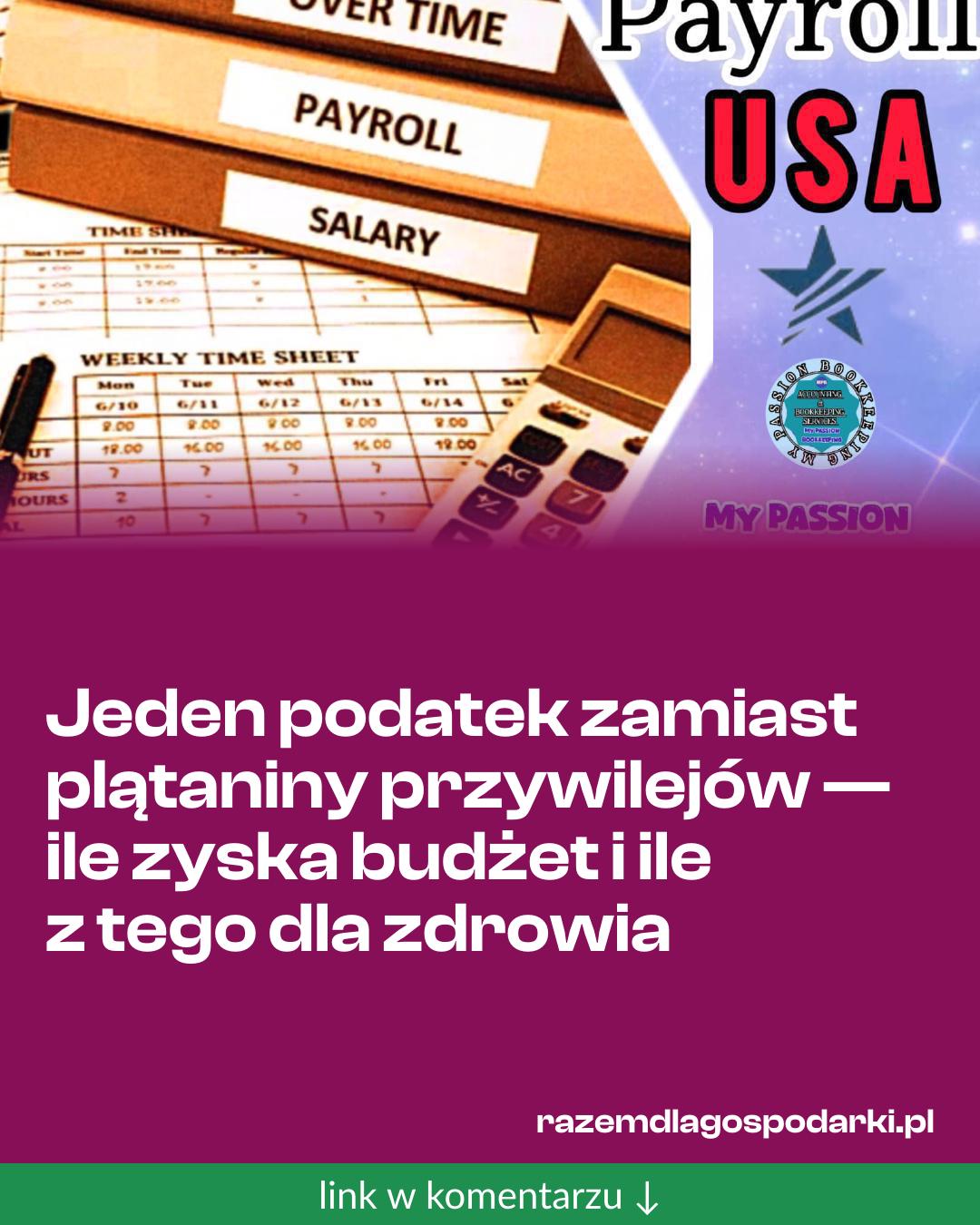 Grafika do udostępnienia: Jeden podatek zamiast plątaniny przywilejów — ile zyska budżet i ile z tego dla zdrowia